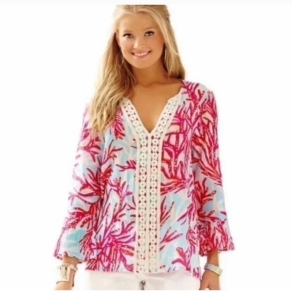 Lilly Pulitzer Breakwater Underwater Escape Luci Tunic Size XS MSRP $108 EUC